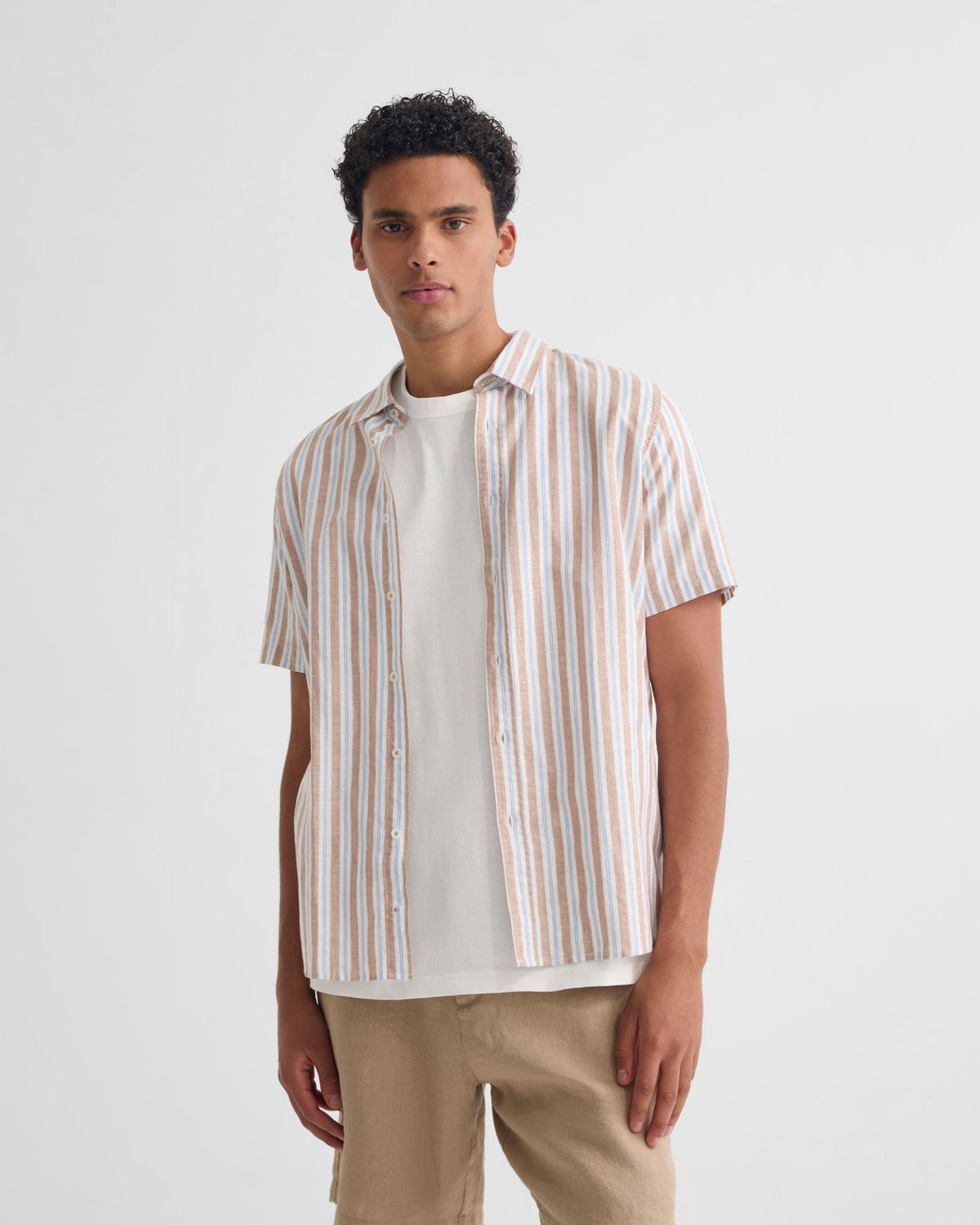 Leyton Short Sleeve Stripe Linen Shirt MENS SHIRTS