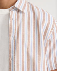 Leyton Short Sleeve Stripe Linen Shirt MENS SHIRTS