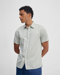 Leyton Short Sleeve Stripe Linen Shirt MENS SHIRTS