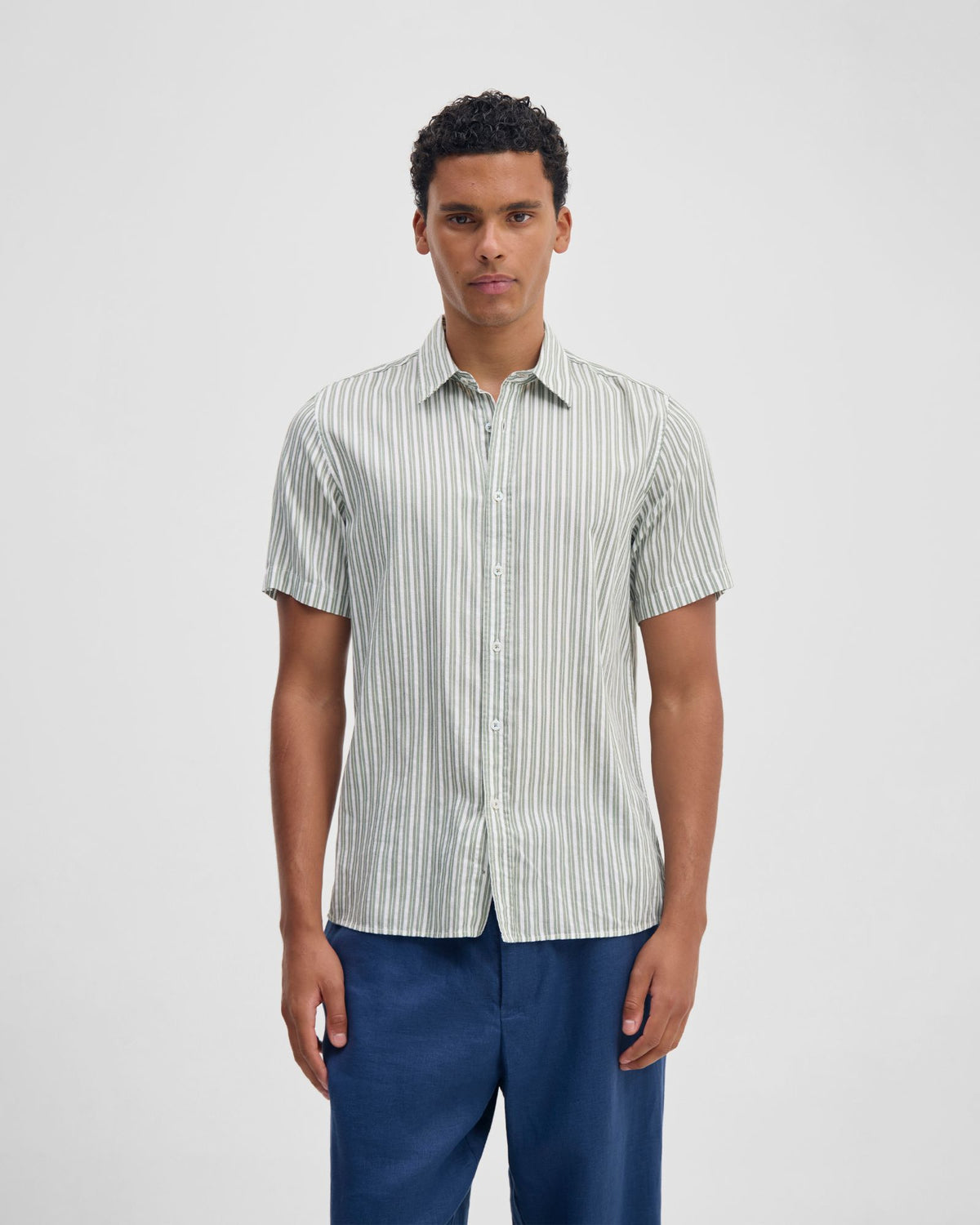 Leyton Short Sleeve Stripe Linen Shirt MENS SHIRTS