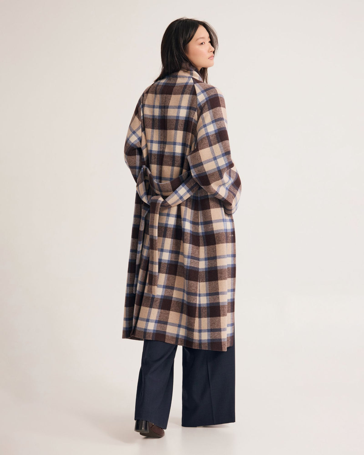 Edi Checked Funnel Collar Coat WOMENS SUITS JKTS COATS