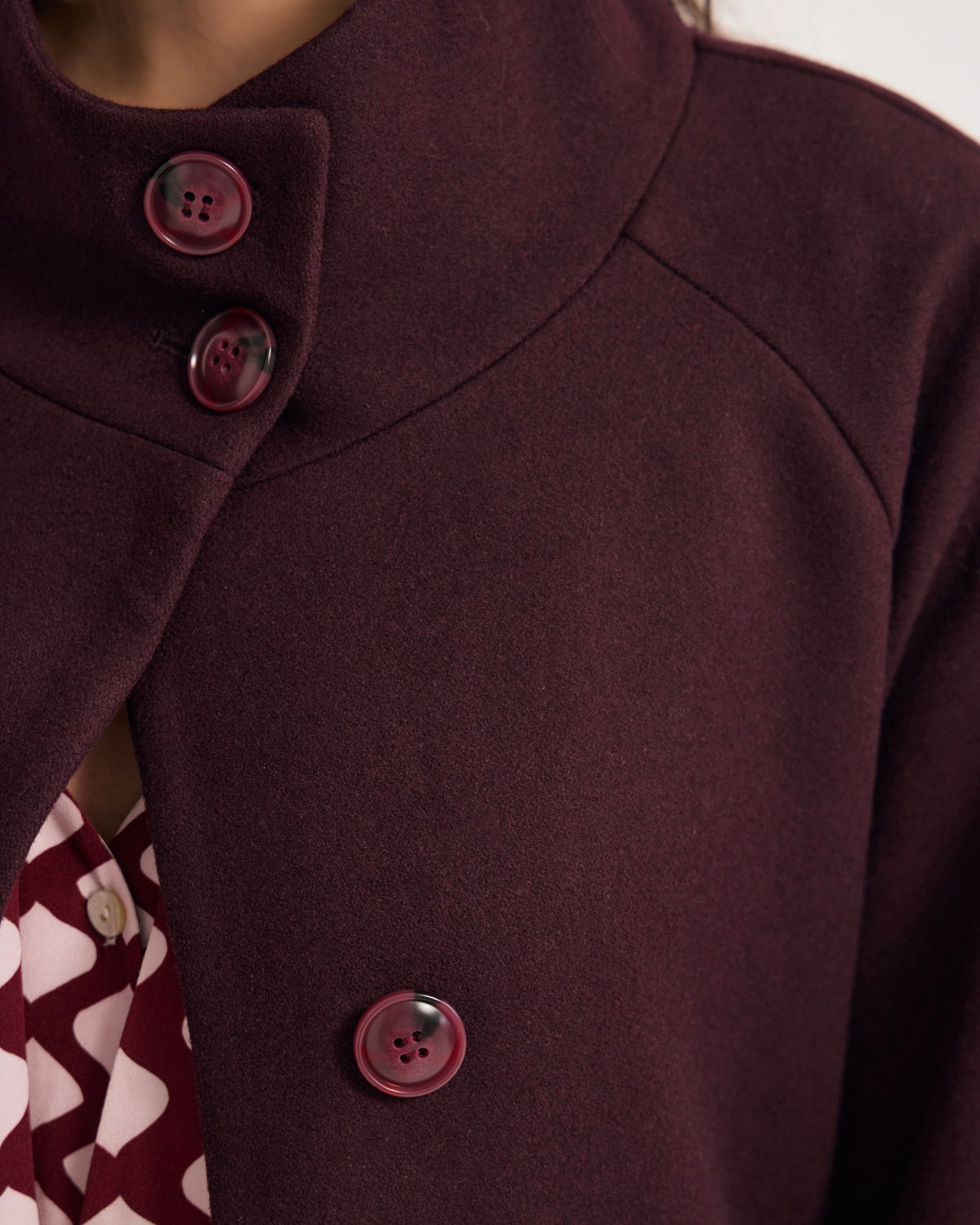 Edi Checked Funnel Collar Coat WOMENS SUITS JKTS COATS