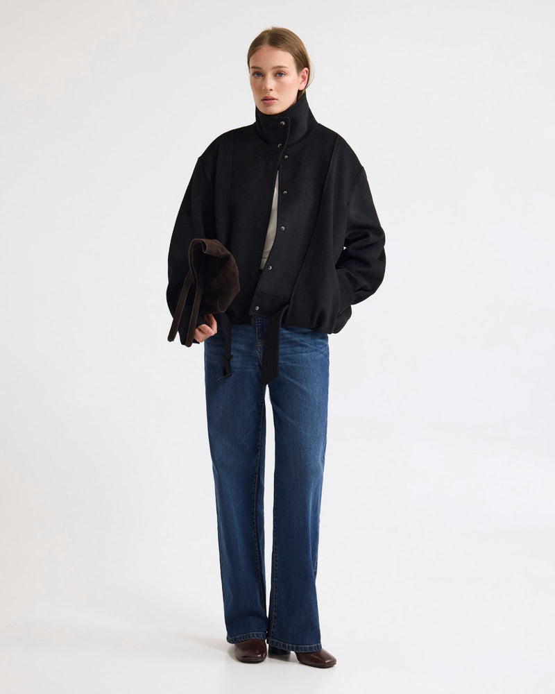 Emma Wool Blend Funnel Trim Jacket