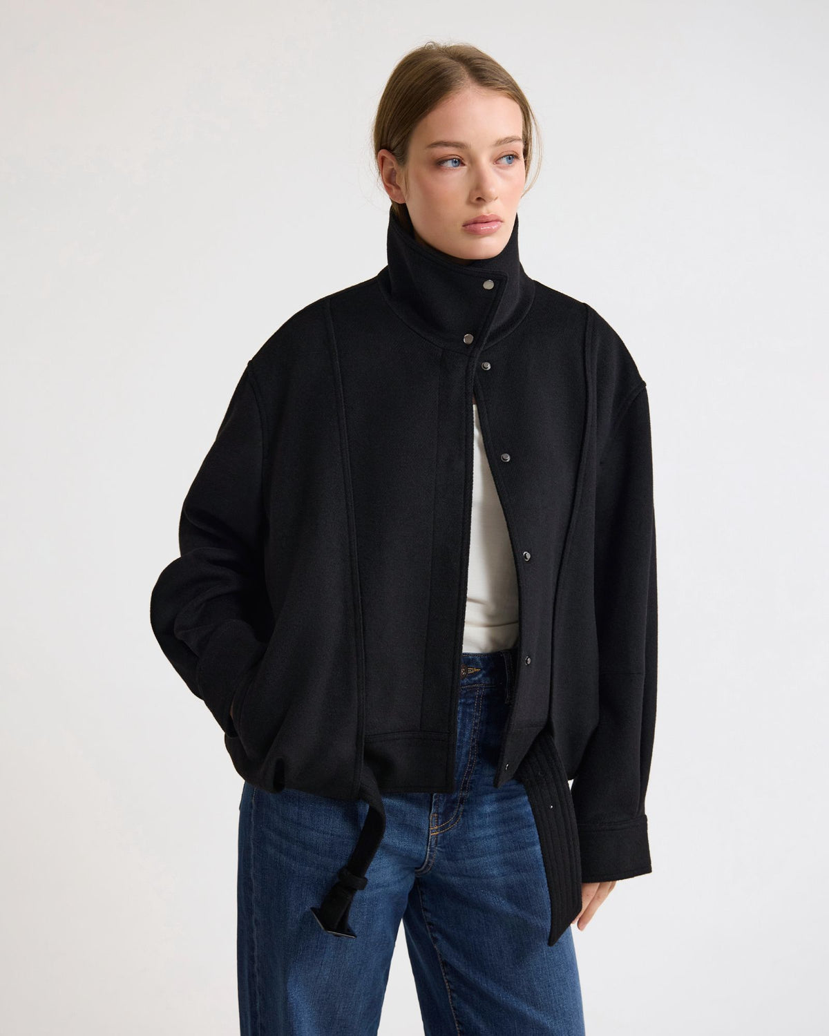 Emma Wool Blend Funnel Trim Jacket