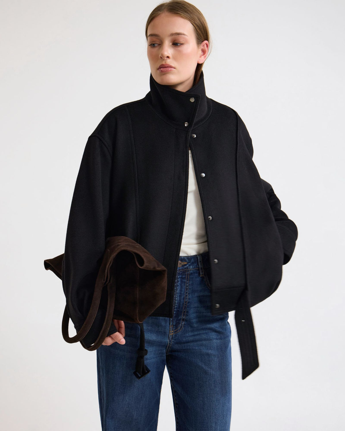 Emma Wool Blend Funnel Trim Jacket