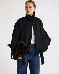 Emma Wool Blend Funnel Trim Jacket