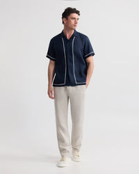 Cooper Short Sleeve French Linen Piping Shirt MENS SHIRTS