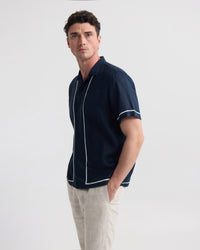Cooper Short Sleeve French Linen Piping Shirt MENS SHIRTS