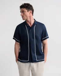 Cooper Short Sleeve French Linen Piping Shirt MENS SHIRTS