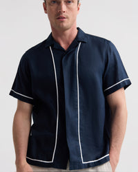 Cooper Short Sleeve French Linen Piping Shirt MENS SHIRTS