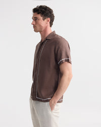 Cooper Short Sleeve French Linen Piping Shirt MENS SHIRTS