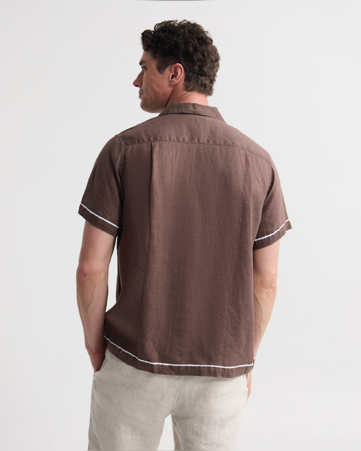 Cooper Short Sleeve French Linen Piping Shirt MENS SHIRTS
