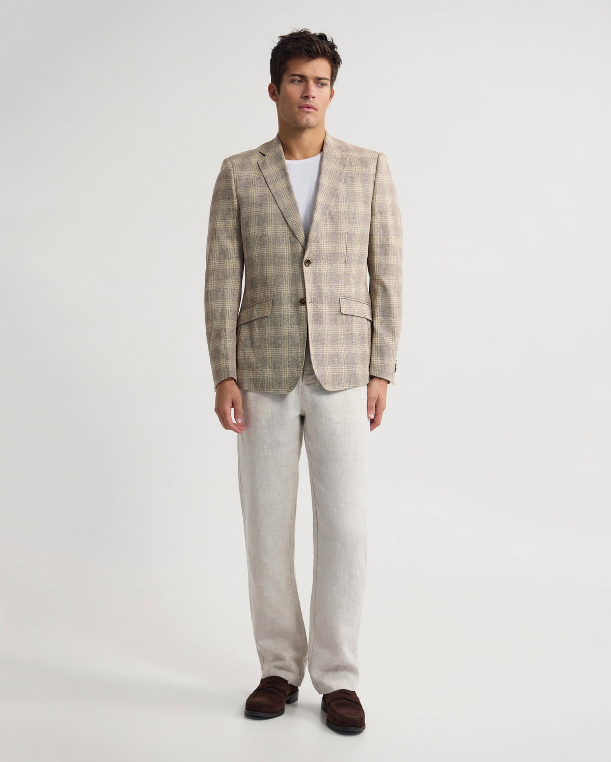 Milton Linen Cotton Check Blazer