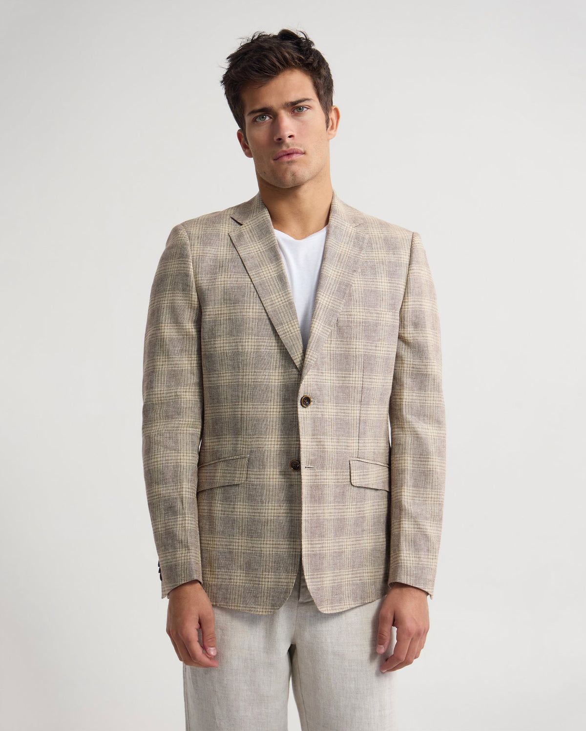 Milton Linen Cotton Check Blazer