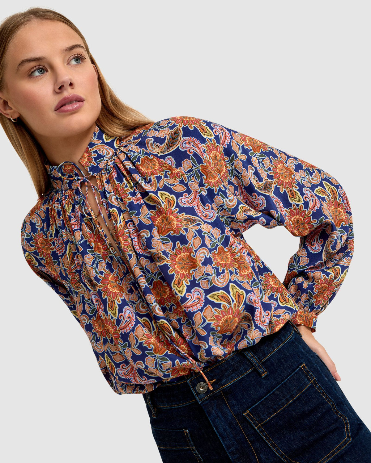 SANDY FLORAL PRINT BLOUSE WOMENS TOPS