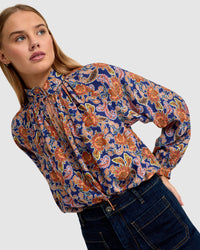 SANDY FLORAL PRINT BLOUSE WOMENS TOPS