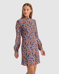 CORELIA FLORAL PRINT LONG SLEEVE DRESS WOMENS DRESSES