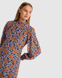 CORELIA FLORAL PRINT LONG SLEEVE DRESS WOMENS DRESSES