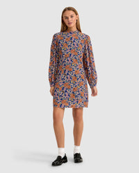 CORELIA FLORAL PRINT LONG SLEEVE DRESS WOMENS DRESSES