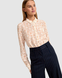 POPPY GEO PRINT BLOUSE WOMENS SHIRTS