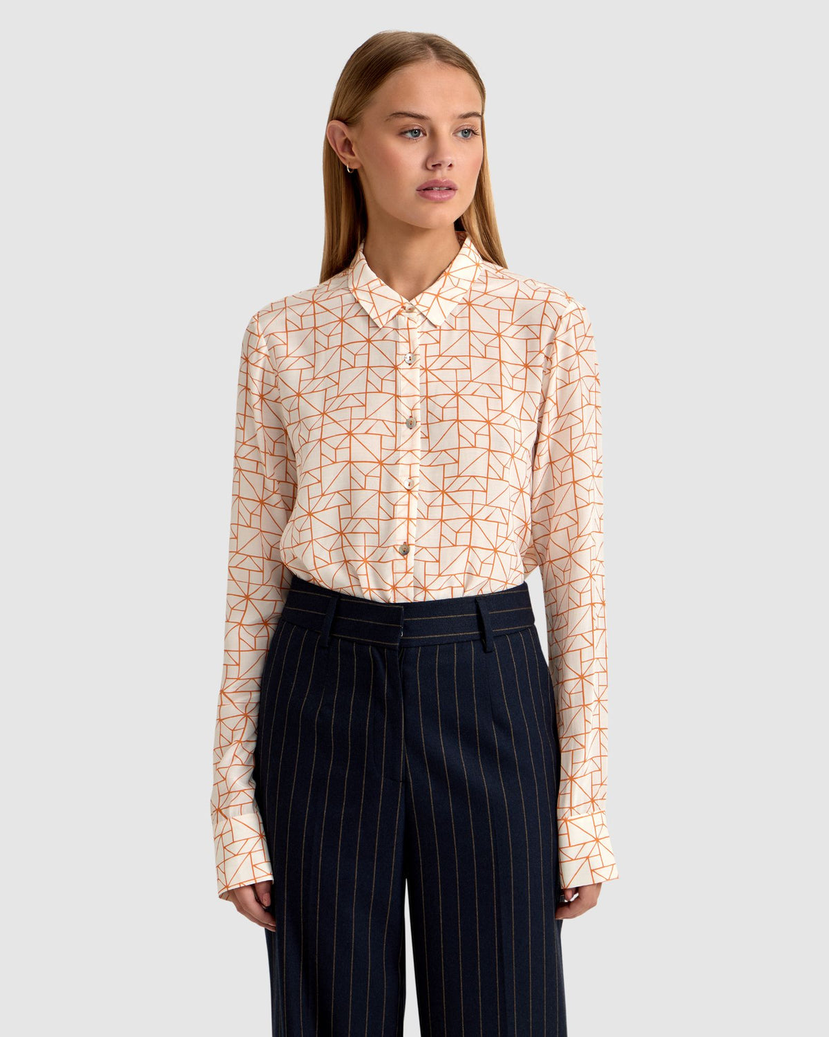 POPPY GEO PRINT BLOUSE WOMENS SHIRTS