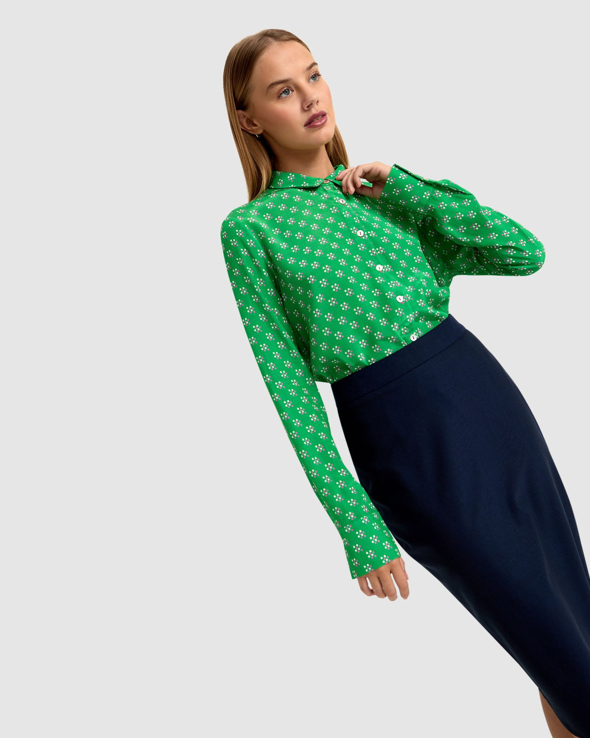 POPPY DOT PRINT BLOUSE WOMENS SHIRTS