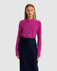 POPPY DOT PRINT BLOUSE WOMENS SHIRTS