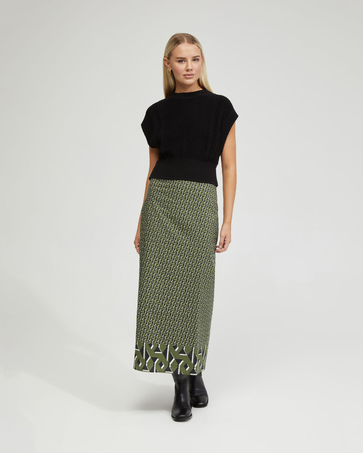 GRECHEN BOARDER PRINT SKIRT WOMENS SKIRTS