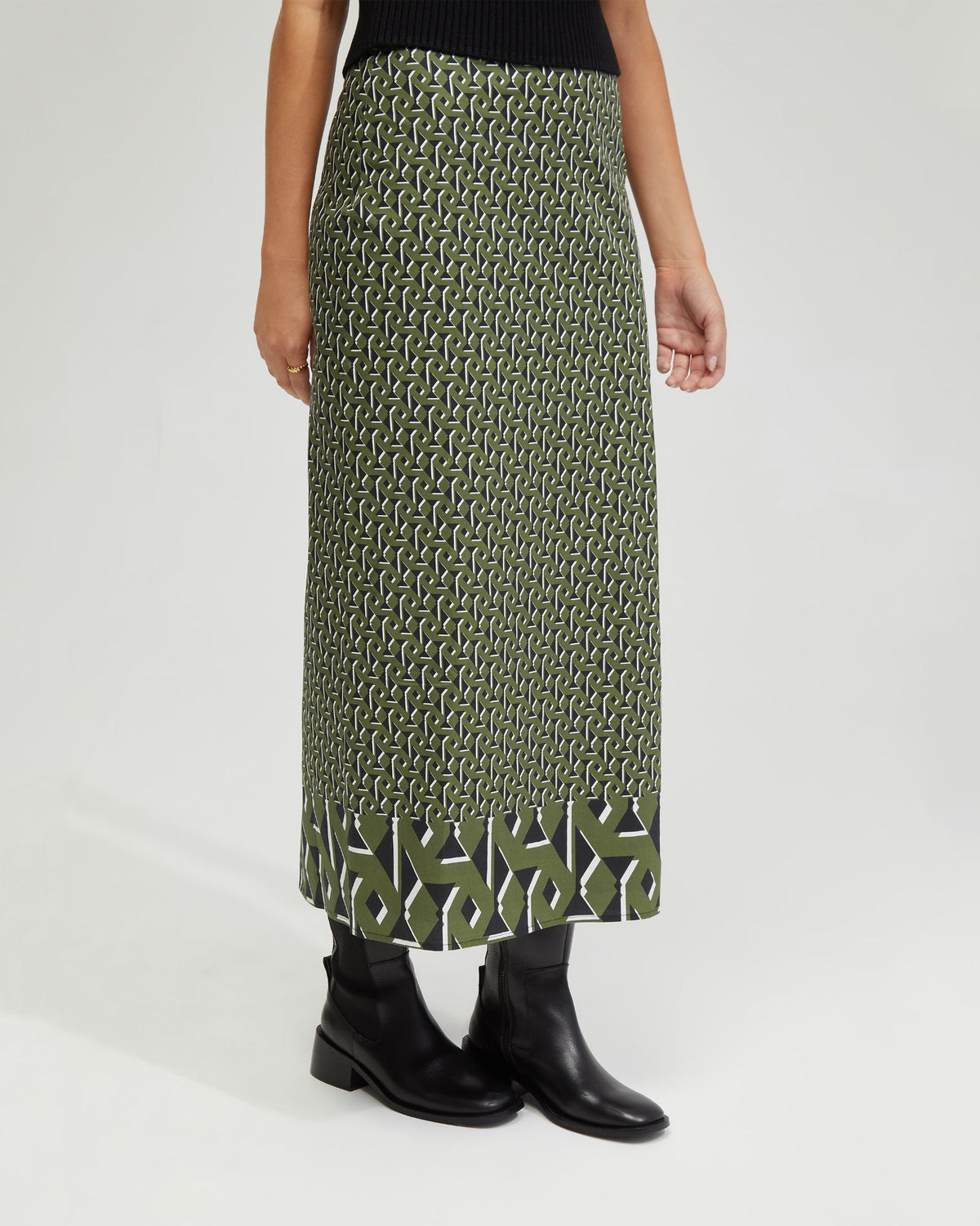 GRECHEN BOARDER PRINT SKIRT WOMENS SKIRTS