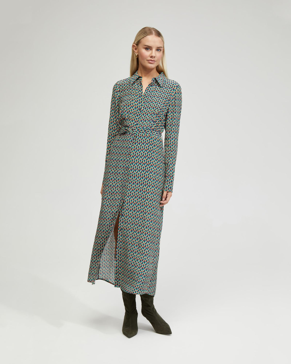 DIANNE ZIGZAG PRINT SHIRT DRESS WOMENS DRESSES