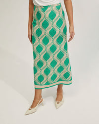 GRECHEN LINEN BLEND PRINTED SKIRT WOMENS SKIRTS