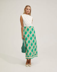 GRECHEN LINEN BLEND PRINTED SKIRT WOMENS SKIRTS
