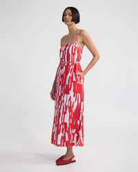 Cara Strapless Linen Printed Dress WOMENS DRESSES