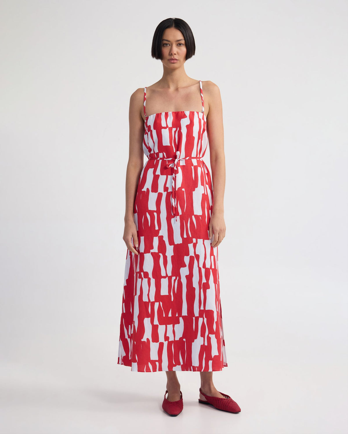 Cara Strapless Linen Printed Dress WOMENS DRESSES
