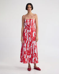 Cara Strapless Linen Printed Dress WOMENS DRESSES