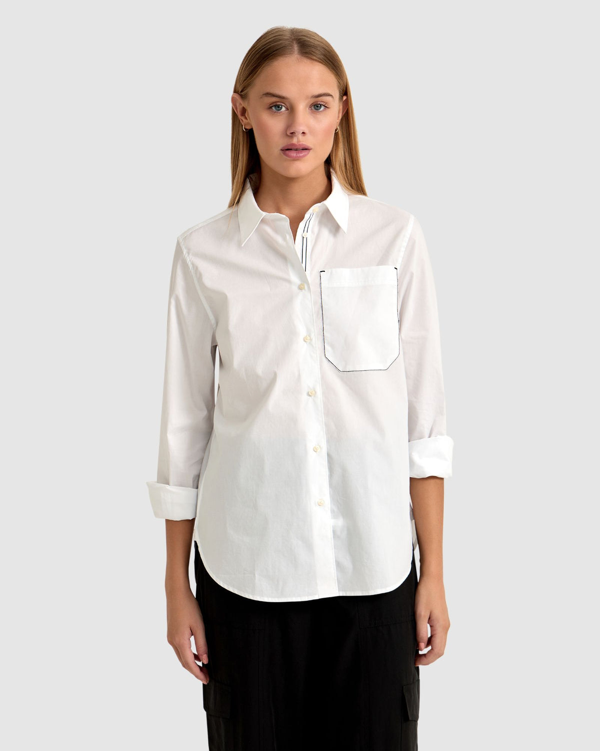 ARIEL TAPE TRIM COTTON SHIRT WOMENS SHIRTS