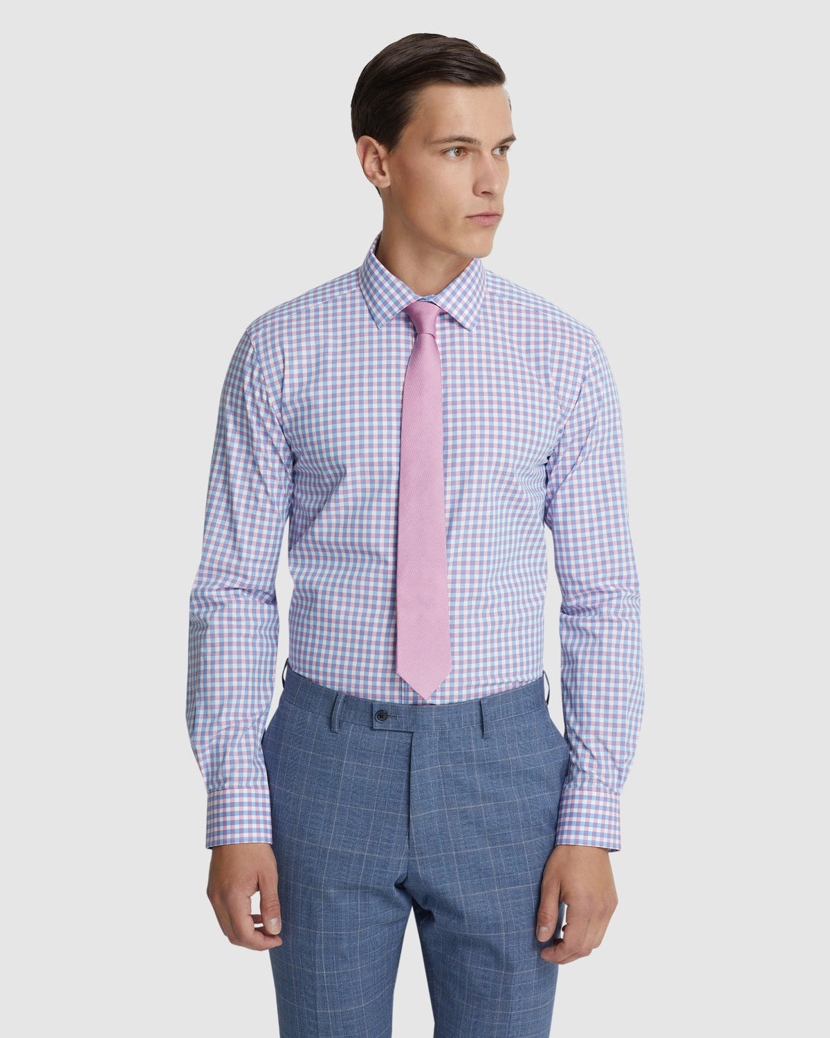 Beckton Check Shirt – Slim Fit 100% Cotton in Pink and Blue for