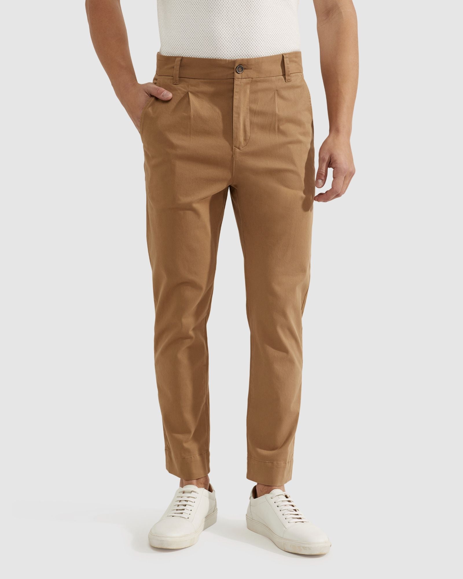 Men's Slim Fit Chinos in Capuccino Brown | Savile Row Co