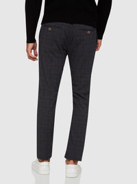 BARNEY CHECKED CROP TROUSERS CHARCOAL