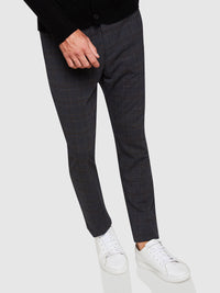 BARNEY CHECKED CROP TROUSERS CHARCOAL