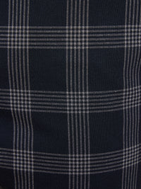 BARNEY CHECKED CROP TROUSERS NAVY