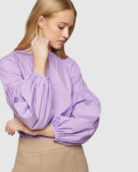 HARRIET GATHERED SLEEVE BLOUSE WOMENS TOPS