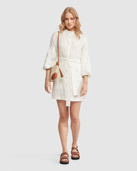 Kiana Balloon Sleeve Linen Dress
