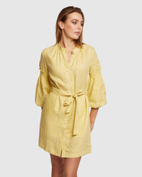 KIANA BALLOON SLEEVE LINEN DRESS WOMENS DRESSES