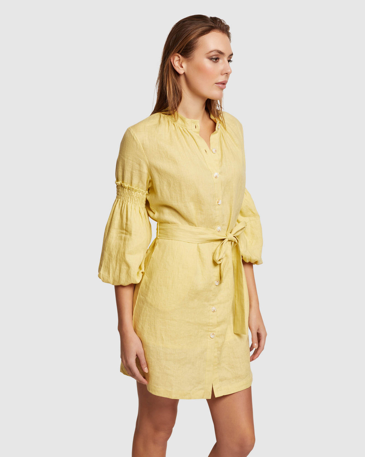 KIANA BALLOON SLEEVE LINEN DRESS WOMENS DRESSES