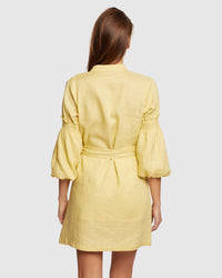 KIANA BALLOON SLEEVE LINEN DRESS WOMENS DRESSES