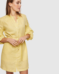 KIANA BALLOON SLEEVE LINEN DRESS WOMENS DRESSES