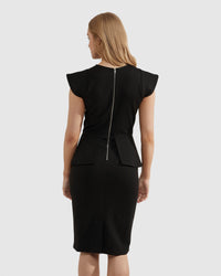BELLA PEPLUM PONTI DRESS WOMENS DRESSES