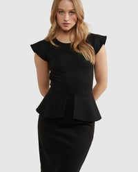 BELLA PEPLUM PONTI DRESS WOMENS DRESSES