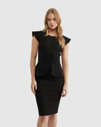 BELLA PEPLUM PONTI DRESS WOMENS DRESSES